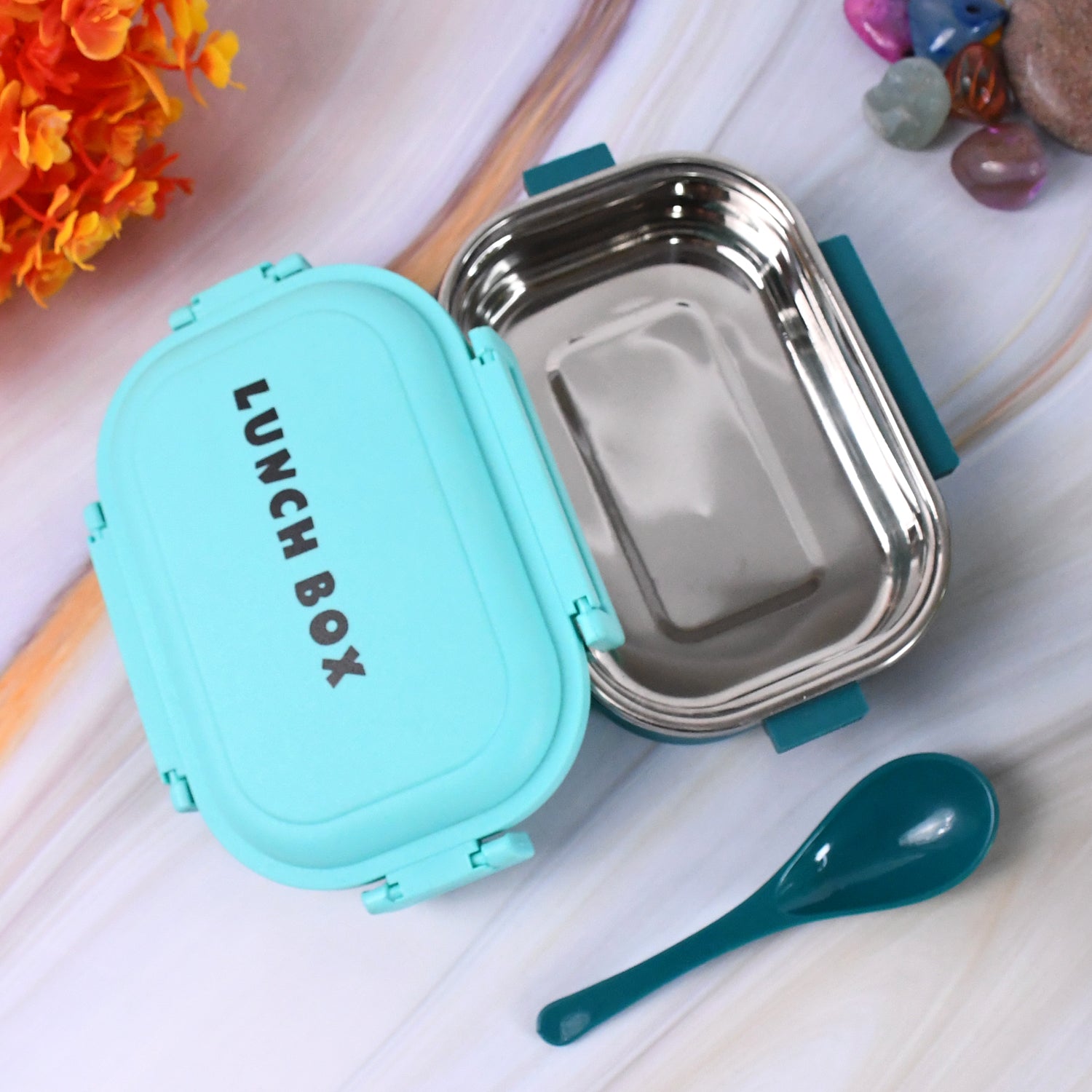 Insulated Testy Stainless Steel Leakproof Lunch Box With Spoon (1 Set) Insulated Testy Stainless Steel Leakproof Lunch Box With Spoon (1 Set)